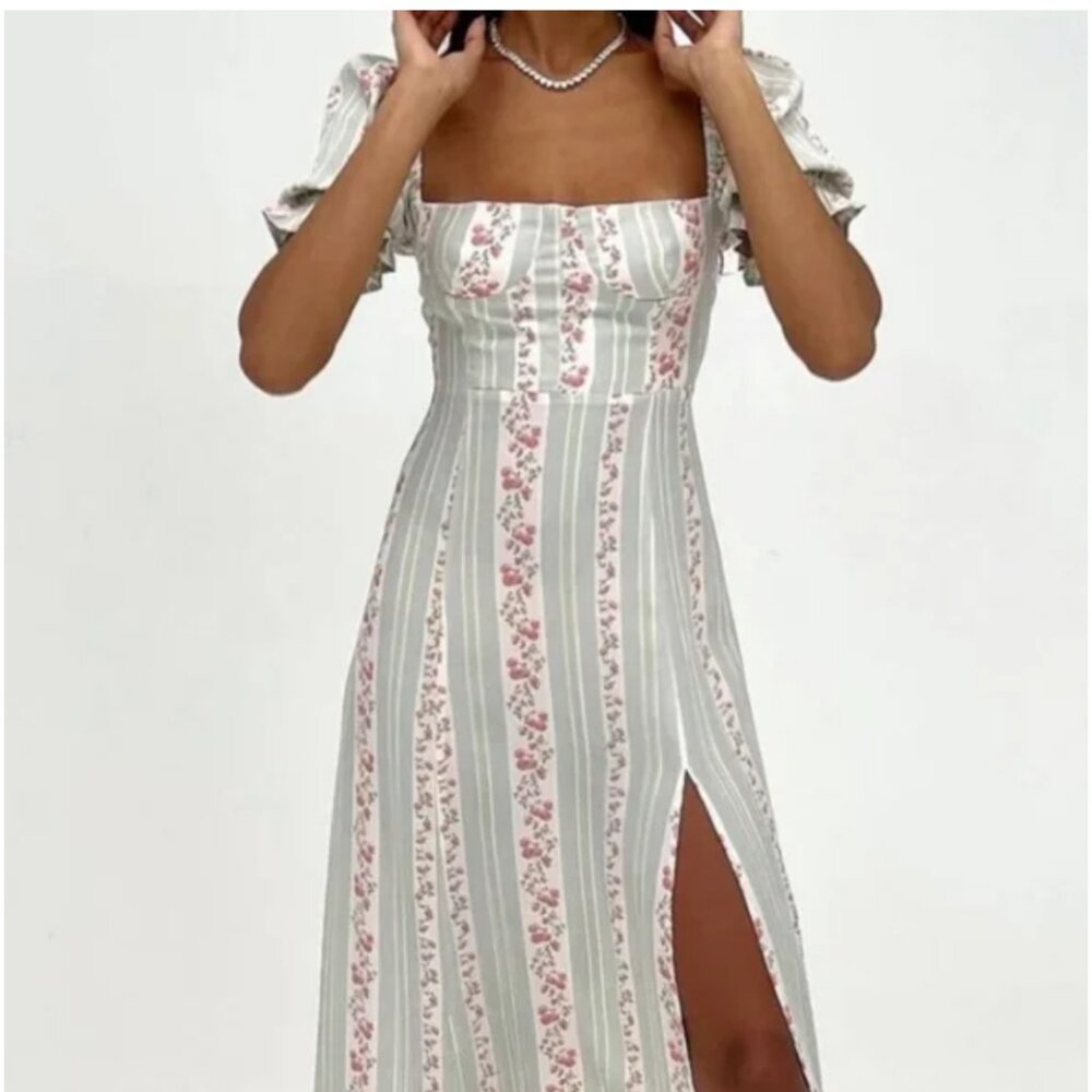 We Wore What Rosewood Cap Sleeve A-line Gown Midi Dress Multicolor Size 14